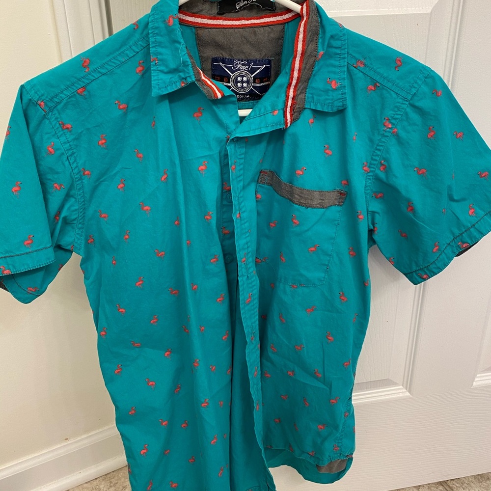 Button up flamingo shirt